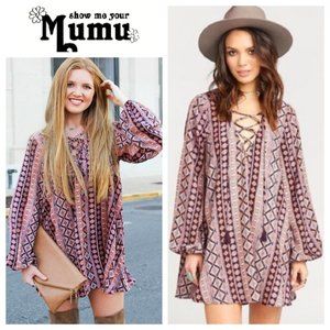 Show Me Your Mumu Small Tunic Shirt Mini Dress Lightning Bird Boho Peasant